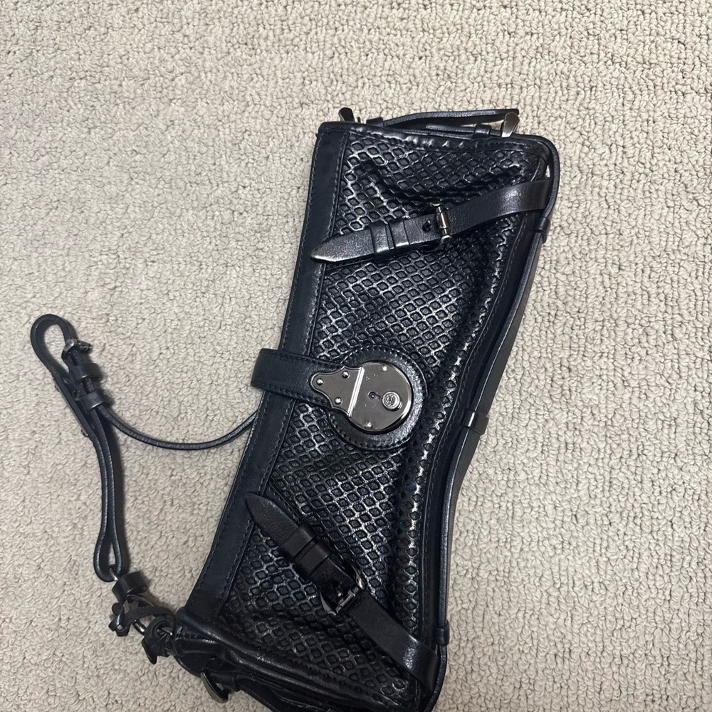 Burberry Black Textured Leather Clutch